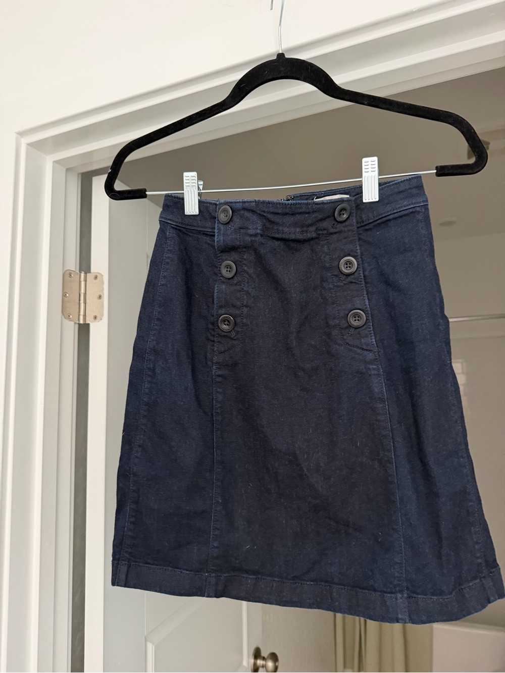 LOFT Navy Double-Button A-Line Mini Skirt
